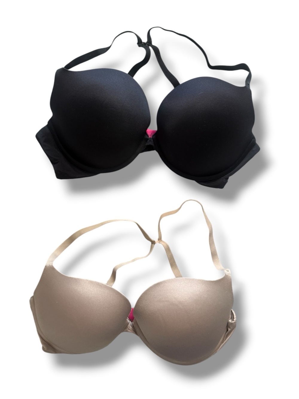 La Senza Smooth T Shirt Bra 2 Pack Set 36D Black Taupe Nude Seamless Microfiber